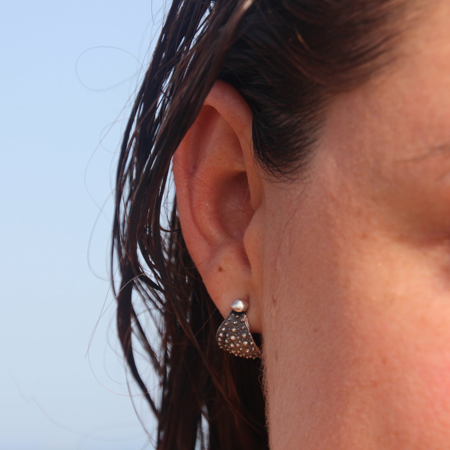Pendientes Erizos de mar partidos de plata oxidada