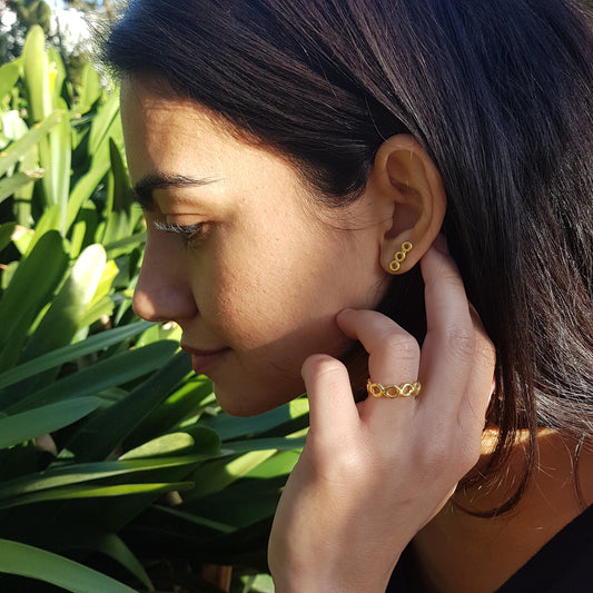 Pendientes Cambodja de plata chapada en oro de 18k