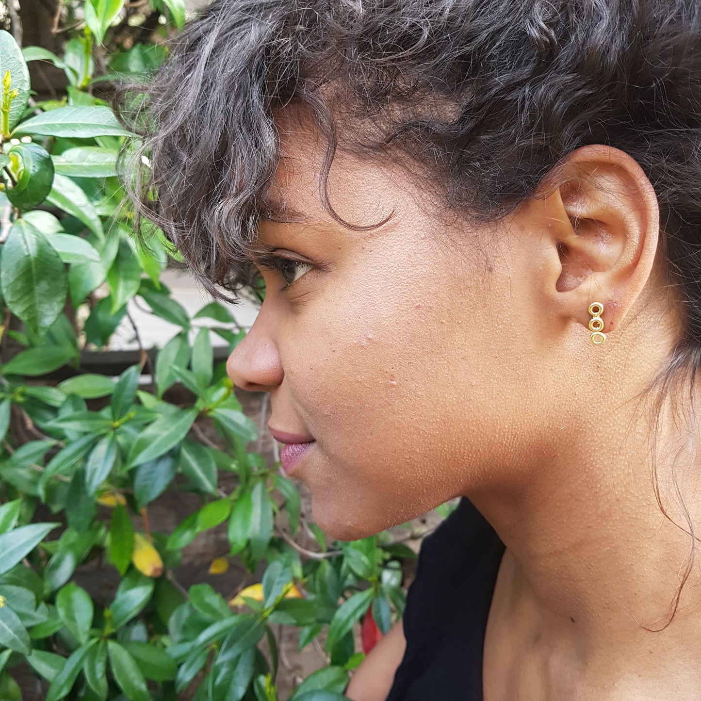 Pendientes Cambodja de plata chapada en oro de 18k