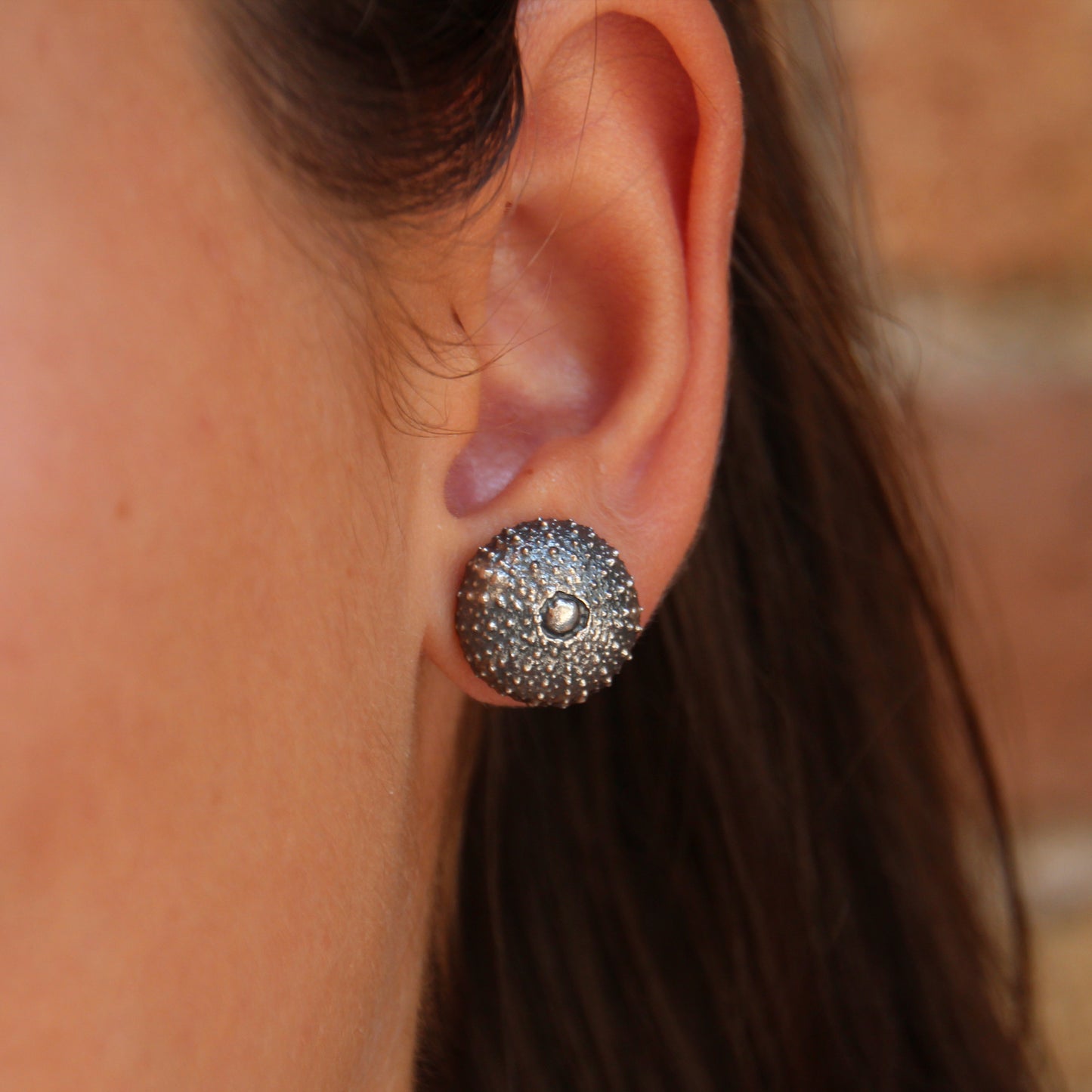 Pendientes Erizos de mar de plata oxidada