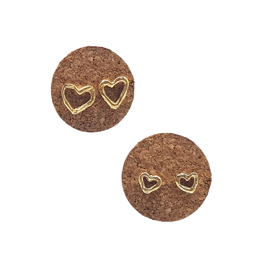 Pendientes Corazones de plata chapada en oro de 18k