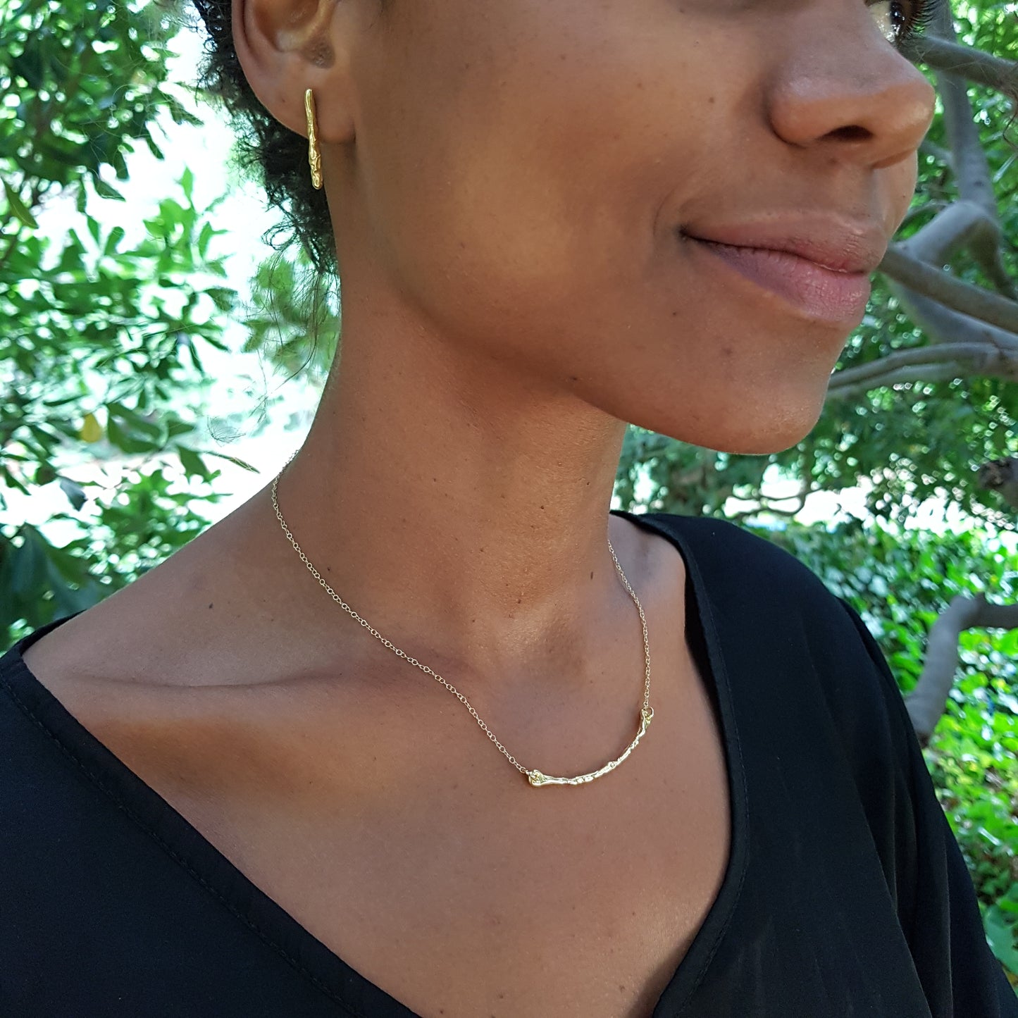 Collar Pals horizontal plata chapada en oro de 18k