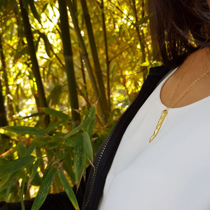 Collar Pals vertical plata chapada en oro de 18k