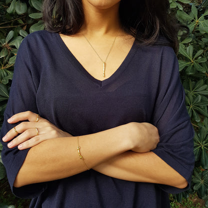 Collar Pals vertical plata chapada en oro de 18k