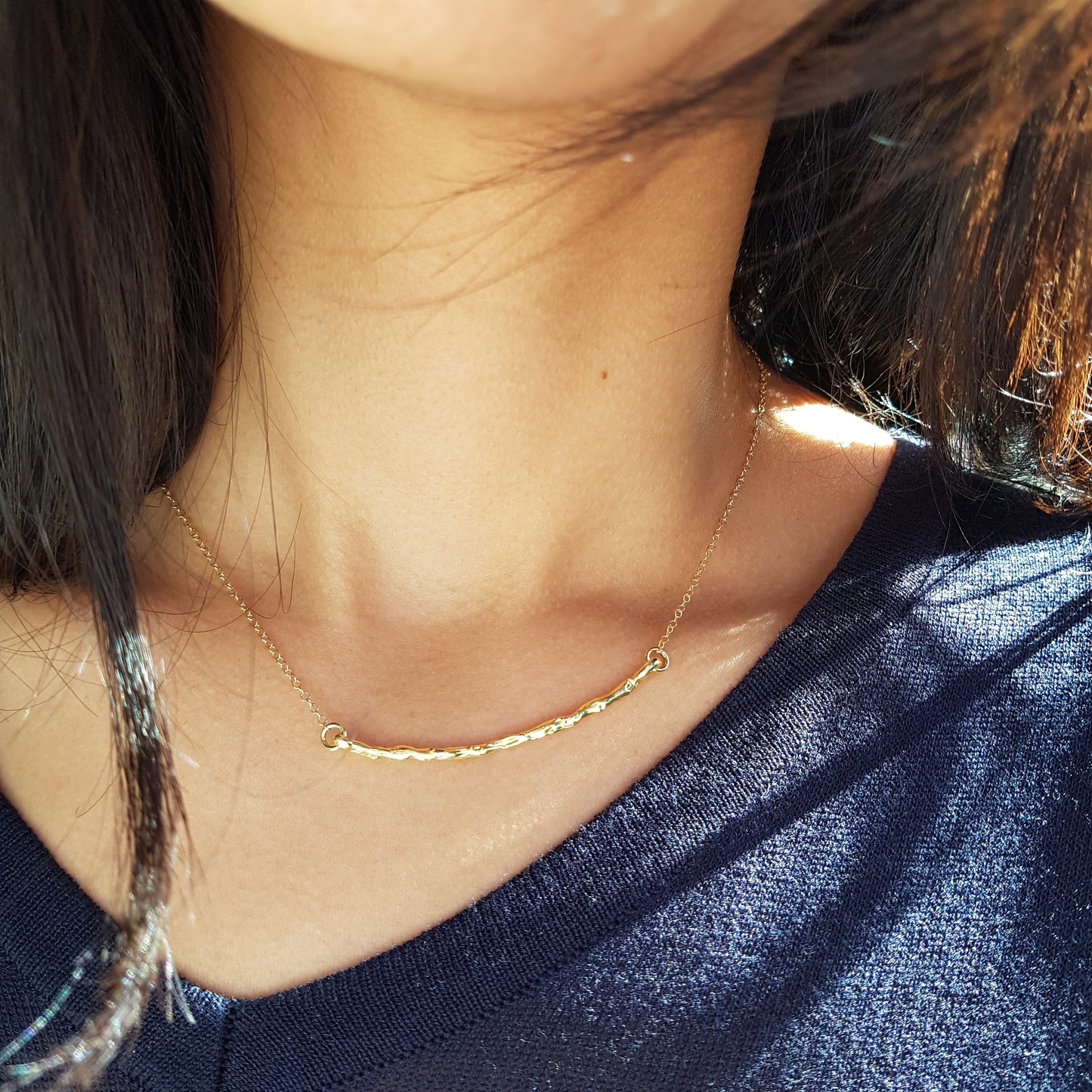 Collar Pals horizontal plata chapada en oro de 18k