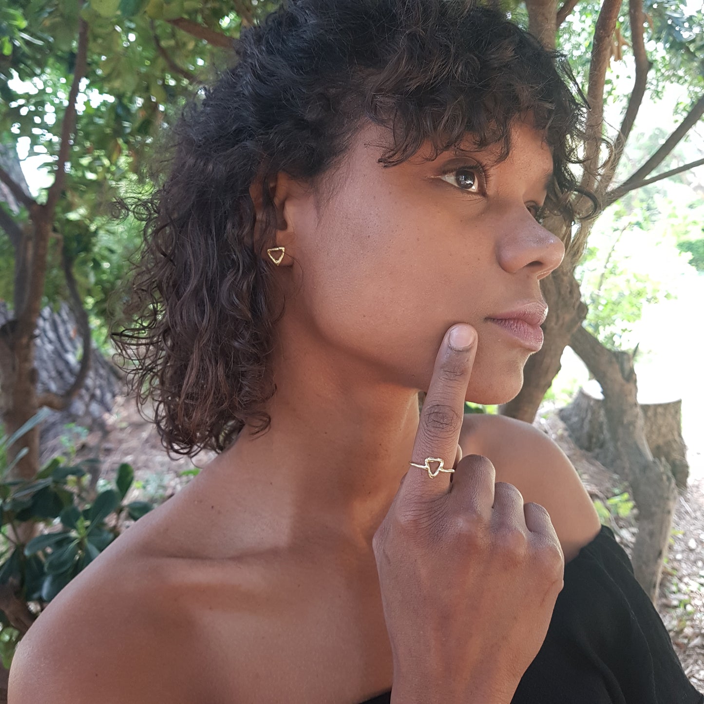 Pendientes Triángulo de plata chapada en oro