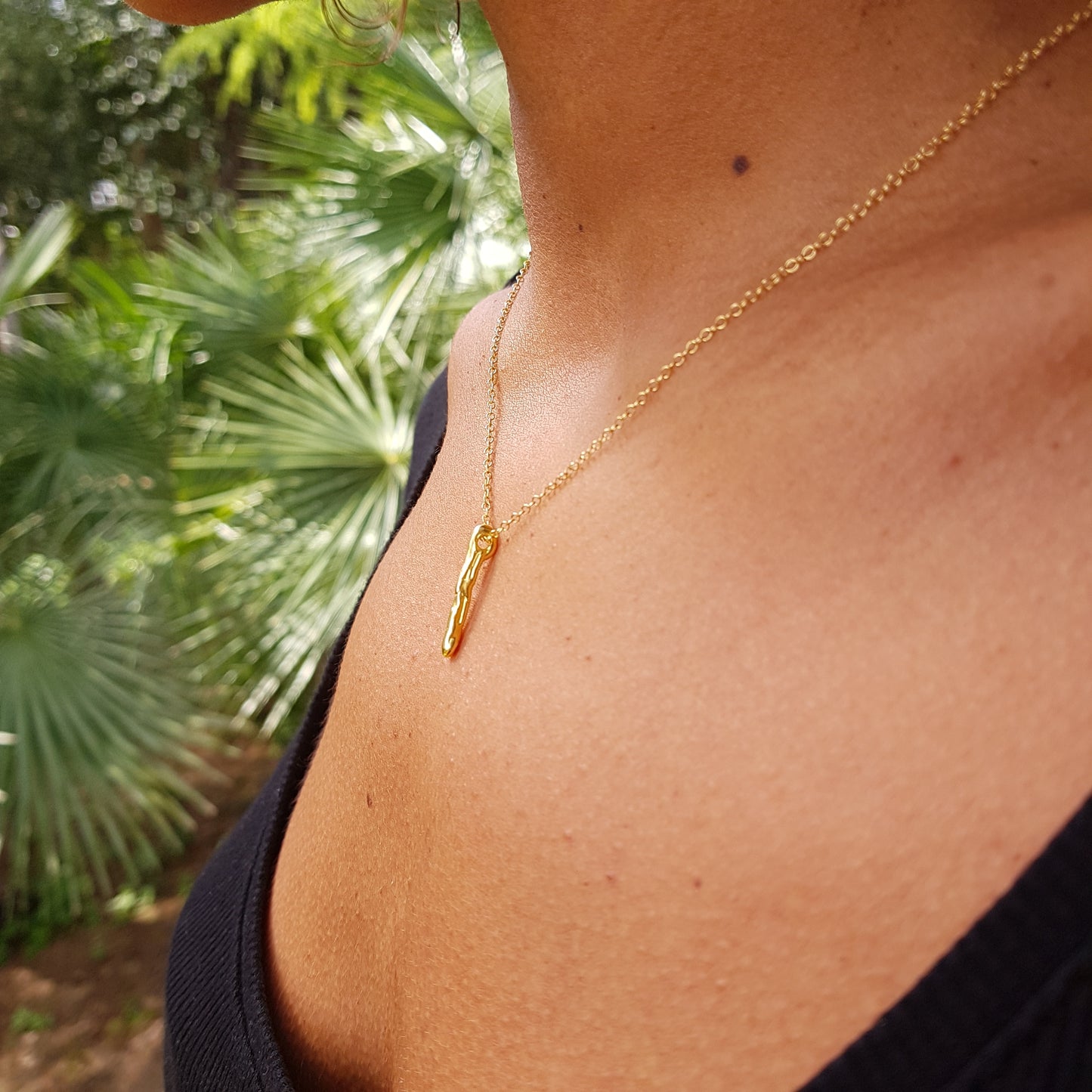 Collar Pals vertical plata chapada en oro de 18k