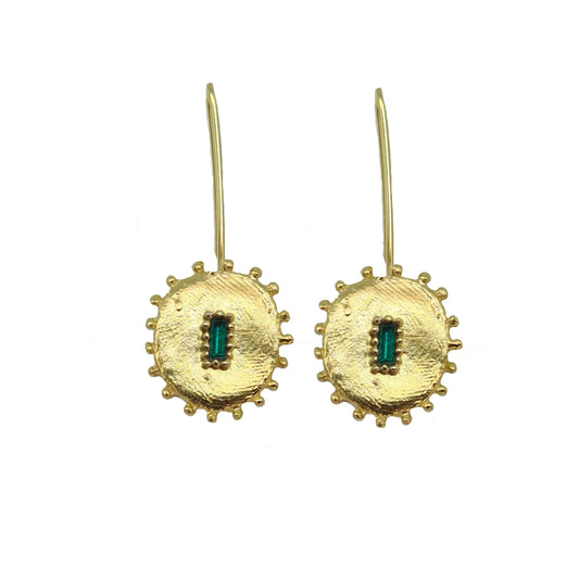 Pendientes Cristales grandes alargados de plata chapada en oro de 18k