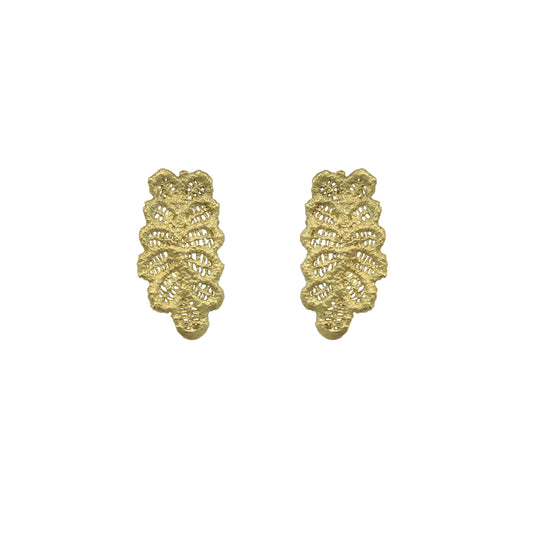 Pendientes Bordado Hojas de plata chapada en oro de 18k