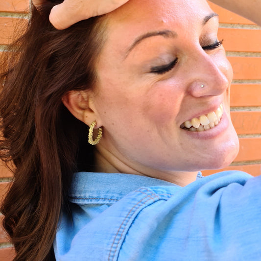 Aros Burbujas completas de plata chapada en oro de 18k