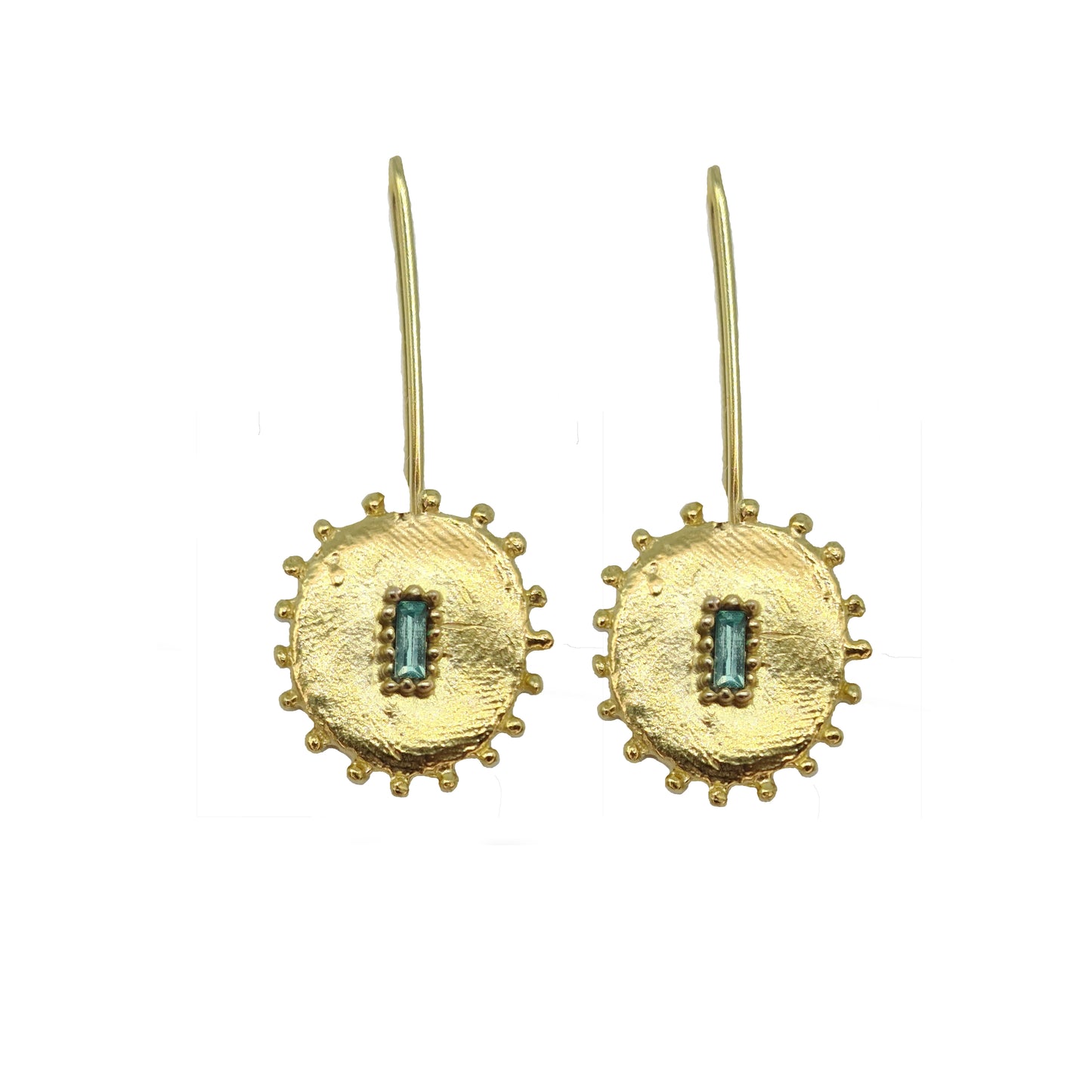 Pendientes Cristales grandes alargados de plata chapada en oro de 18k