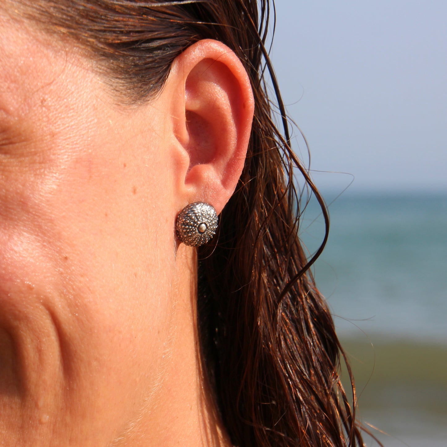 Pendientes Erizos de mar de plata oxidada