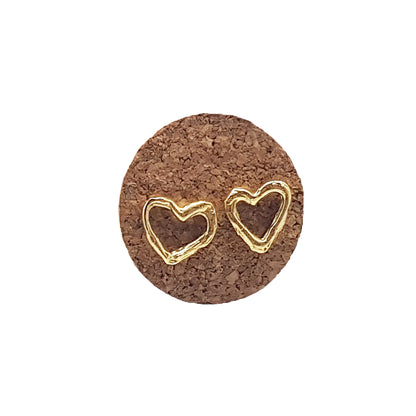 Pendientes Corazones de plata chapada en oro de 18k
