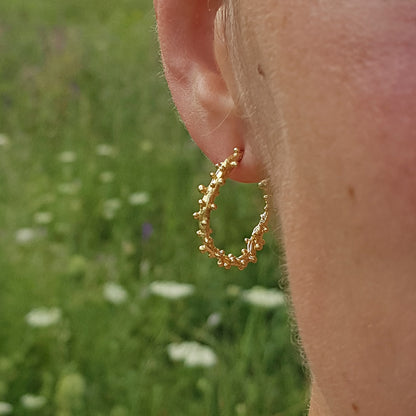 Aros Burbujas desordenadas de plata chapada en oro de 18k