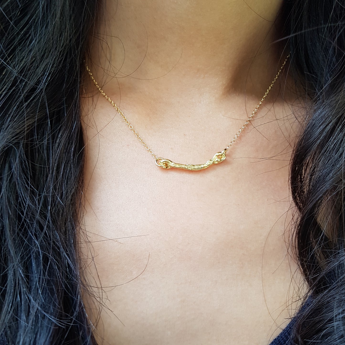 Collar Pals horizontal plata chapada en oro de 18k