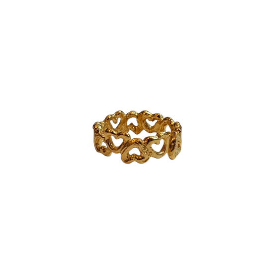Anillo Corazones de plata chapada en oro de 18k