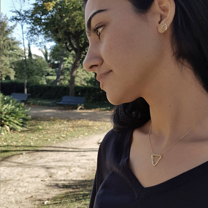 Pendientes Triángulo de plata chapada en oro